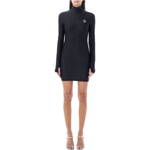 Schwarzes Minikleid mit hohem Kragen , Damen, Größe: M - Coperni - Modalova