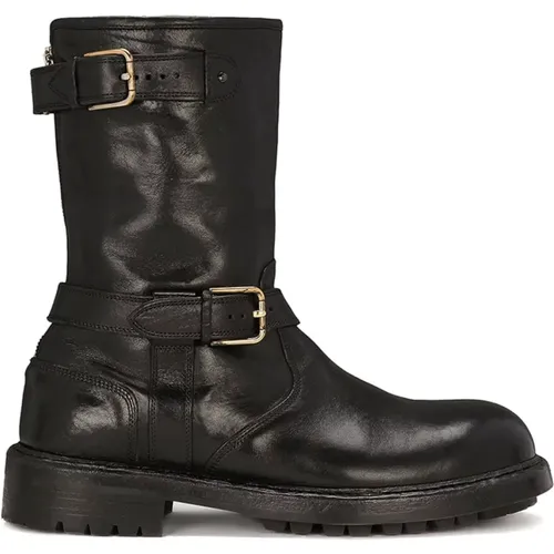 Stylish Leather Boots , male, Sizes: 6 UK, 10 UK, 8 UK, 7 UK - Dolce & Gabbana - Modalova