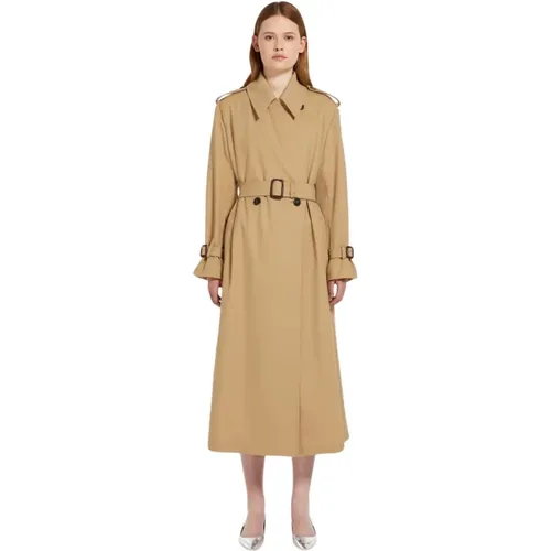 Wool Blend Double-Breasted Trench Coat , female, Sizes: S, XS - Max Mara Weekend - Modalova