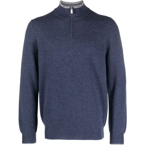 Half-zip cashmere Turtleneck , male, Sizes: L - Fedeli - Modalova