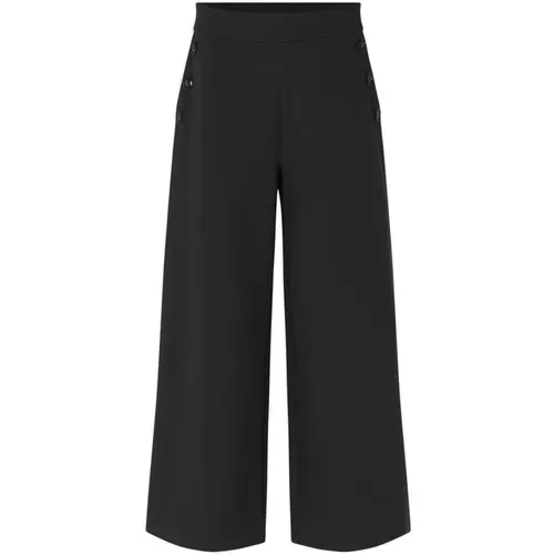 Elegante Weitgeschnittene Cropped Hose Schwarz , Damen, Größe: S - Masai - Modalova