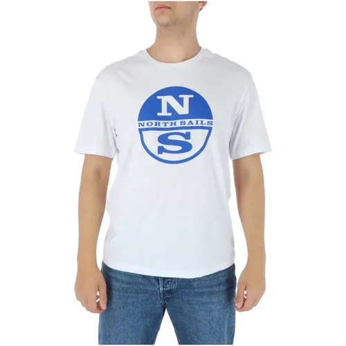 Weißes Print Herren T-Shirt , Herren, Größe: S - North Sails - Modalova