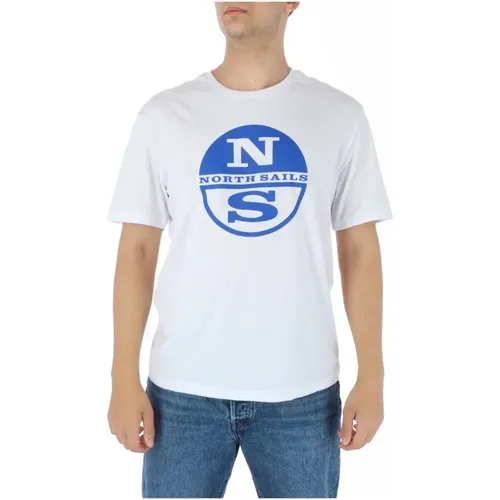 Weißes Print Herren T-Shirt , Herren, Größe: L - North Sails - Modalova