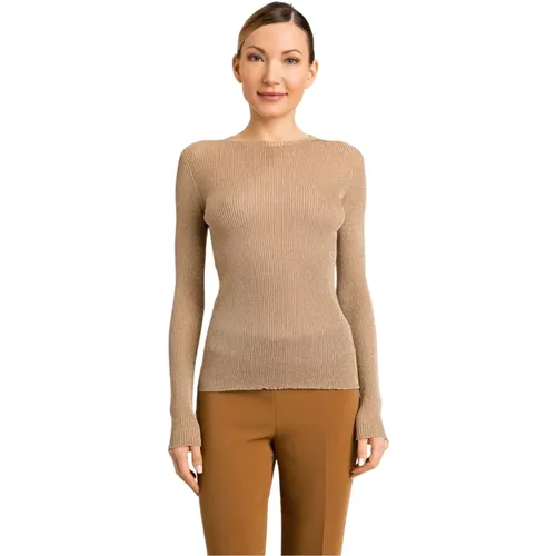 Beige Boatneck Lurex Sweater , female, Sizes: S, XS, M - Twinset - Modalova