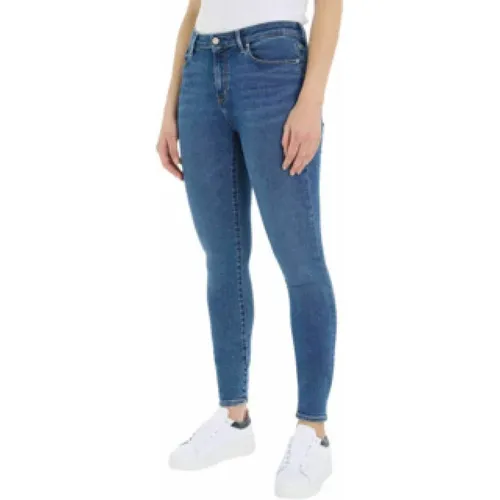 Einfarbige Stoffhosen , Damen, Größe: W27 L30 - Tommy Hilfiger - Modalova