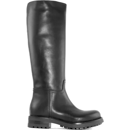 Leather High Boot with Round Toe , female, Sizes: 5 UK, 6 UK, 7 UK, 4 UK - Julie Dee - Modalova