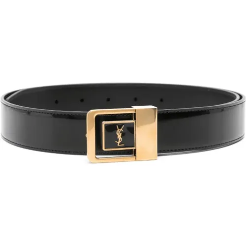 Leather Logo-Buckle Belt , female, Sizes: 70 CM - Saint Laurent - Modalova