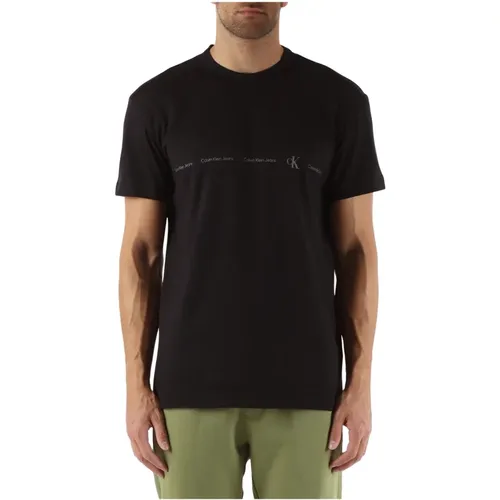Baumwoll Logo T-shirt Rundhals Kurzarm , Herren, Größe: XL - Calvin Klein Jeans - Modalova