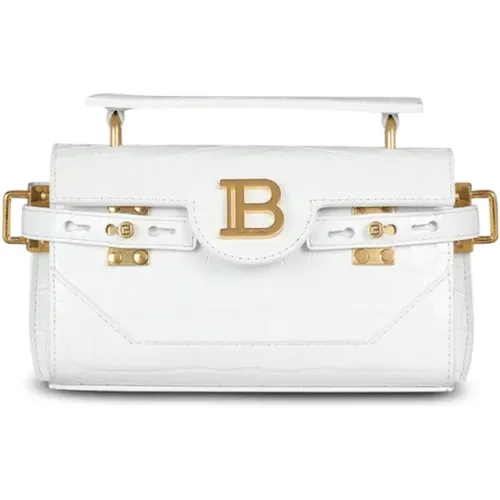 B-Buzz 19 bag in crocodile effect-embossed leather - Balmain - Modalova