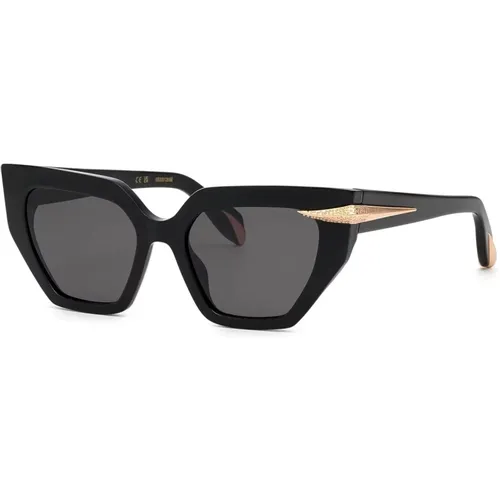 Women&39 Acetate Sungles with Gold Details , female, Sizes: 54 MM - Roberto Cavalli - Modalova