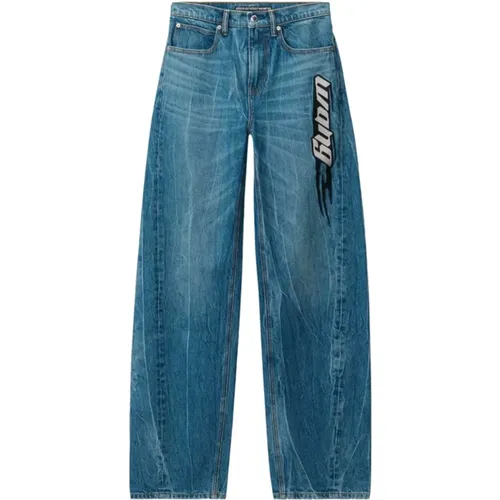 Denim Wide Leg Jeans mit Logo , Damen, Größe: W26 - alexander wang - Modalova