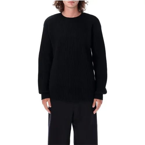 Schwarzer Rippstrick Rundhals Pullover - Jil Sander - Modalova