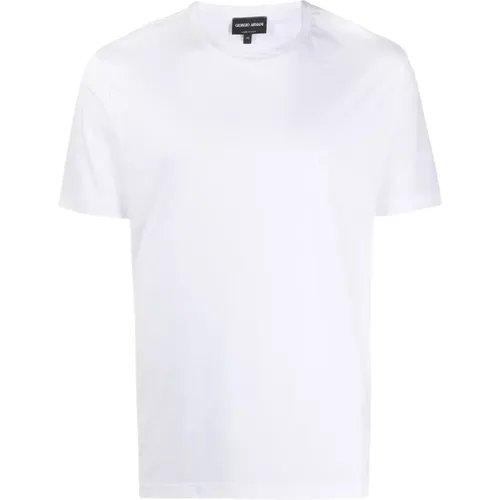 Besticktes Logo Weißes T-Shirt - Giorgio Armani - Modalova