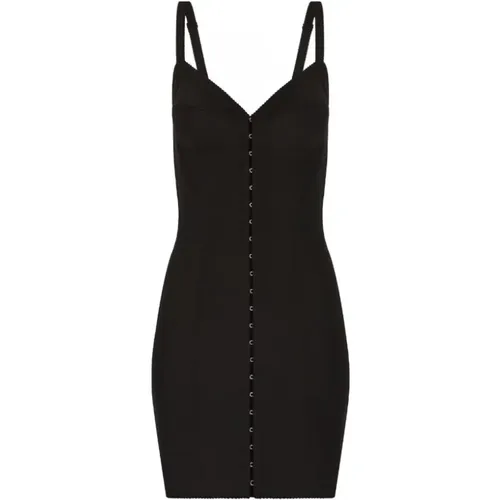 V-Neck Stretch Minidress , female, Sizes: S - Dolce & Gabbana - Modalova
