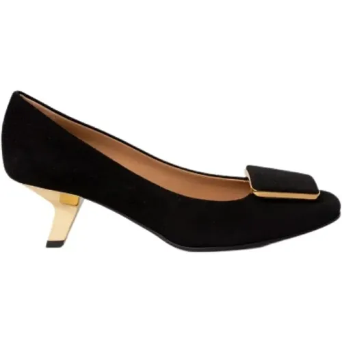 Suede Heels with Golden Accent , female, Sizes: 4 1/2 UK - Roberto Festa - Modalova