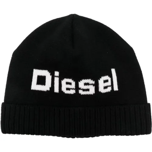 Beanie Mütze mit Logo-Stickerei , unisex, Größe: L - Diesel - Modalova