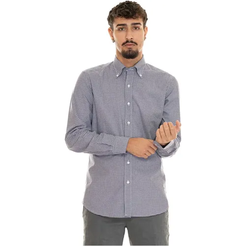 Kariertes Button-Down Casual Baumwollhemd , Herren, Größe: M - Fay - Modalova