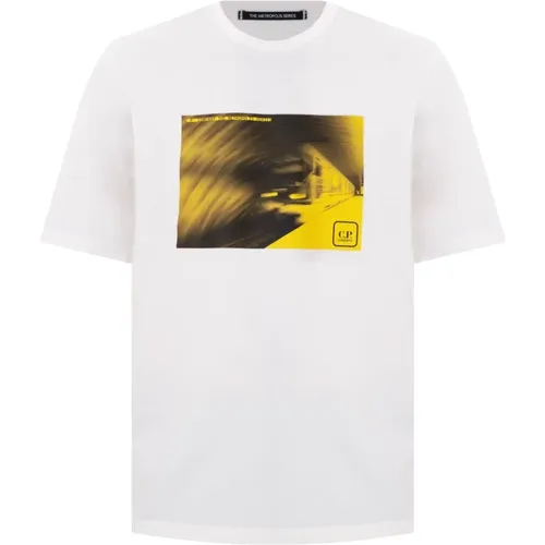 Round Neck Printed T-shirt , male, Sizes: S, M - C.P. Company - Modalova