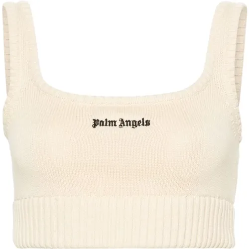 Knitted Sleeveless Logo Top , female, Sizes: M, S - Palm Angels - Modalova