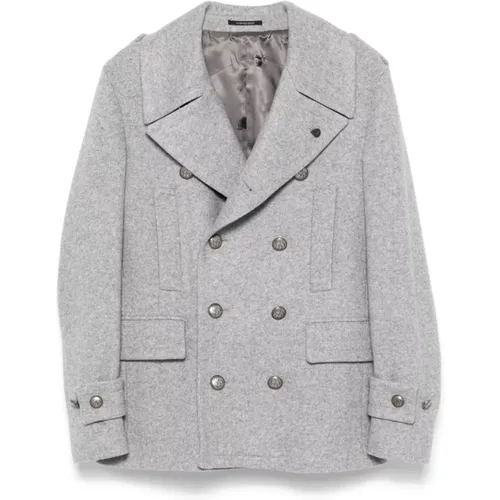 Heather Grey Wool Blend Coat , male, Sizes: L, M - Gabriele Pasini - Modalova