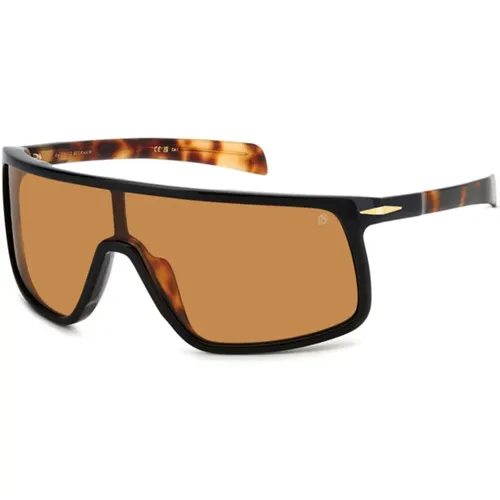 Havana/Orange Sunglasses Visor Style , male, Sizes: ONE SIZE - Eyewear by David Beckham - Modalova