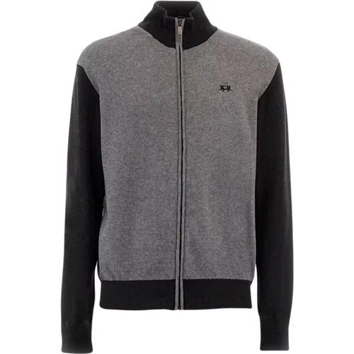 Bicolor Zip Cardigan mit klassischem Logo bestickt , Herren, Größe: L - LA MARTINA - Modalova