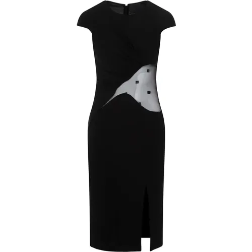 Schwarzes Viskose Midi Kleid mit Mesh-Detail - Givenchy - Modalova