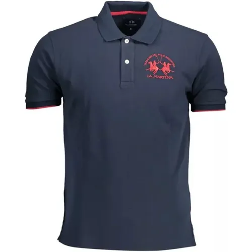 Blaues Poloshirt mit Eleganter Stickerei , Herren, Größe: XL - LA MARTINA - Modalova