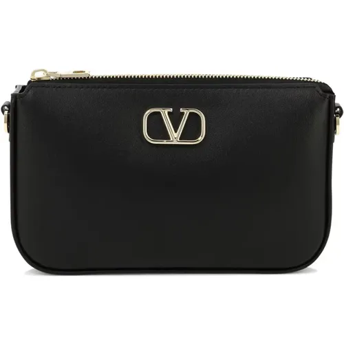 V Logo Signature Leather Shoulder Bag , female, Sizes: ONE SIZE - Valentino Garavani - Modalova