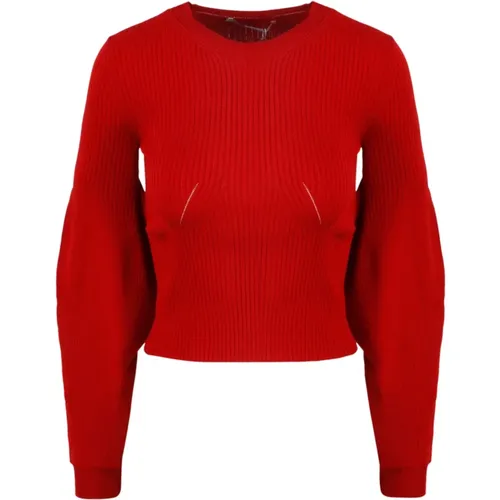 Round Neck Knitwear with Perforated V Pattern , female, Sizes: 2XS - Stella Mccartney - Modalova