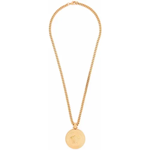 Golden Medusa Pendant Necklace , male, Sizes: ONE SIZE - Versace - Modalova