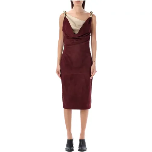Women Clothing Dress Burgundy/beige Ss23 , female, Sizes: XS - Bottega Veneta - Modalova