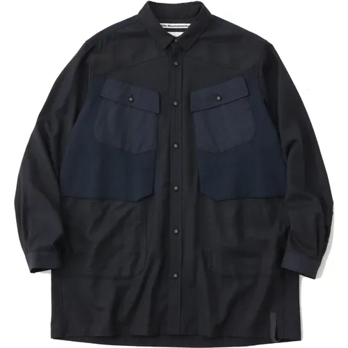 Glen Check Mix Luggage Shirt Navy-1 (M) , male, Sizes: M, L, XL - White Mountaineering - Modalova