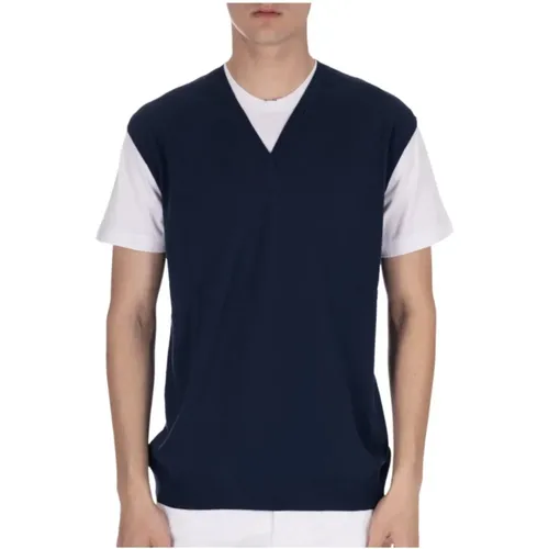 V-neck Jersey T-shirt with Ribbed Hem , male, Sizes: S, M, L, XL - Daniele Fiesoli - Modalova