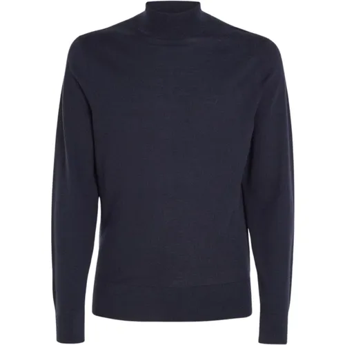 Blauer Merinowoll Rollkragenpullover , Herren, Größe: L - Calvin Klein - Modalova