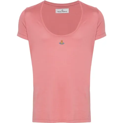 Rosa Jersey T-Shirt mit Orb Logo - Vivienne Westwood - Modalova