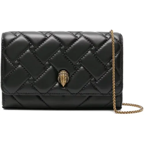 Schwarze Lederclutch mit Glasapplikationen - Kurt Geiger - Modalova