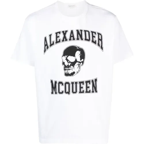 T-Shirt mit Totenkopf-Logo Weiß , Herren, Größe: XL - alexander mcqueen - Modalova