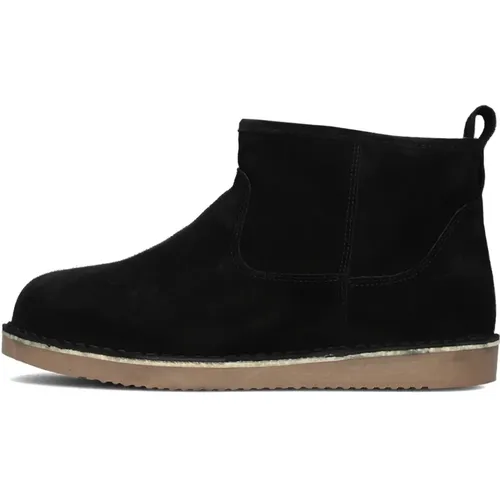 Schwarze Wildleder Stiefeletten mit Faux Fur Futter,Ankle Boots - Notre-v - Modalova