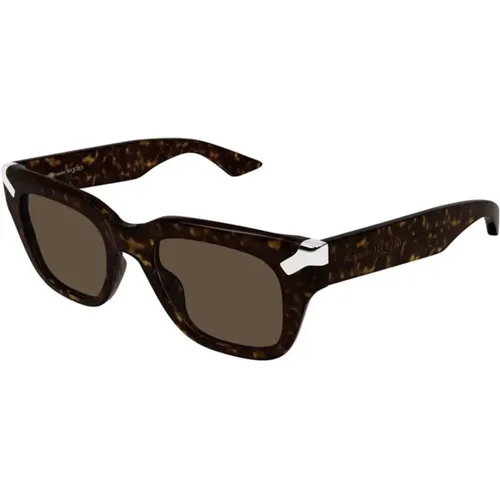 Braune Havana Sonnenbrille Am0439S 003 , unisex, Größe: 51 MM - alexander mcqueen - Modalova