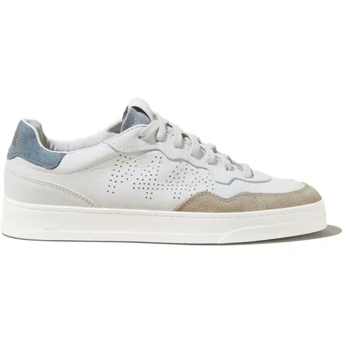 White Sneakers with Beige Toe and Blue Heel , male, Sizes: 7 UK, 6 UK, 9 UK - P448 - Modalova