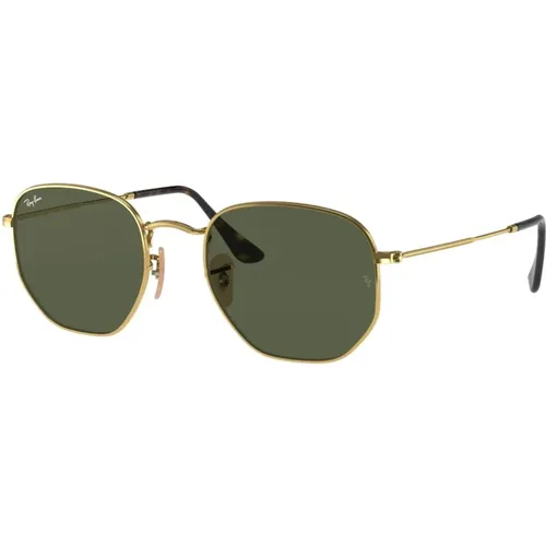 Hexagonal Sunglasses in Gold and Green , unisex, Sizes: 51 MM, 54 MM - Ray-Ban - Modalova