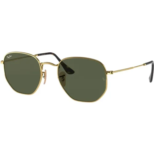 Hexagonal Sunglasses in Gold and Green , unisex, Sizes: 54 MM - Ray-Ban - Modalova