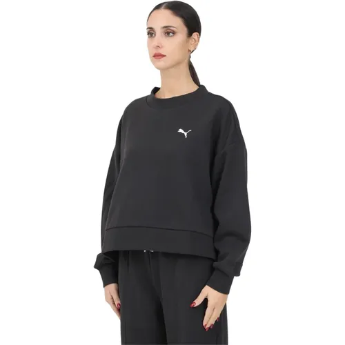 Klassischer Schwarzer Rundhalsausschnitt Pullover , Damen, Größe: L - Puma - Modalova