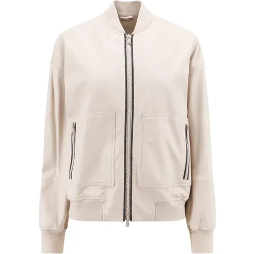 Leather Jacket with Zip Closure , female, Sizes: M - BRUNELLO CUCINELLI - Modalova
