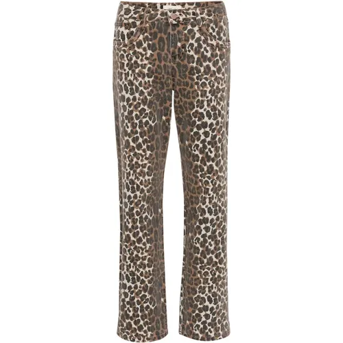 Leopard Print Straight-Leg Jeans , Damen, Größe: W31 L32 - Cream - Modalova