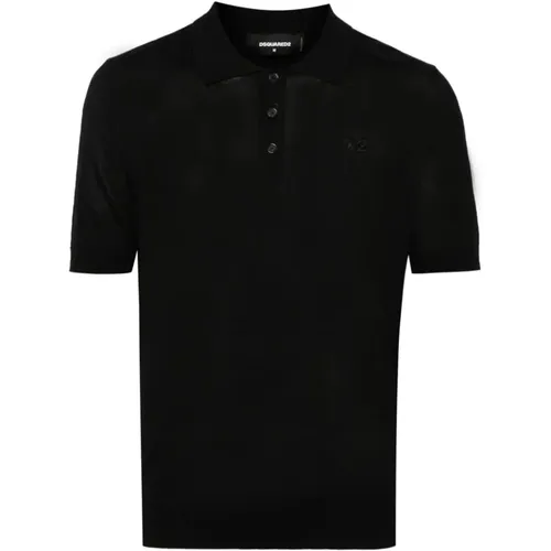 Ribbed Polo with Embroidered Logo , male, Sizes: 2XL - Dsquared2 - Modalova