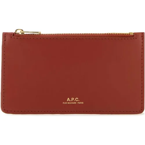 Brick leather Willow card holder , female, Sizes: ONE SIZE - A.p.c. - Modalova