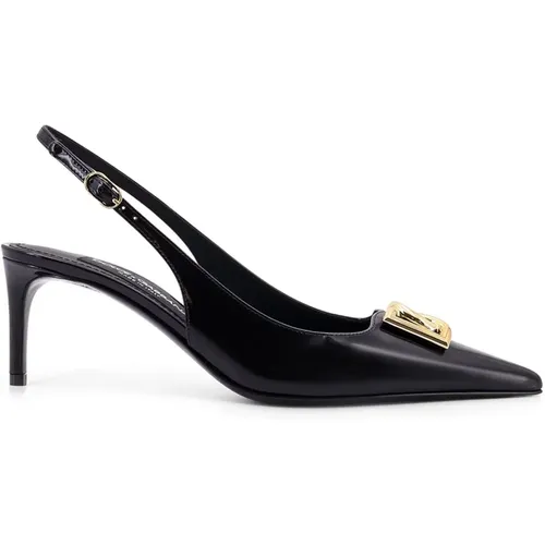 Monogramm Leder Slingback mit DG-Logo - Dolce & Gabbana - Modalova