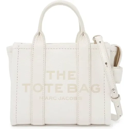 Grained Leather Mini Tote Bag,Mini Tote Lederhandtasche Baumwolle Silber - Marc Jacobs - Modalova